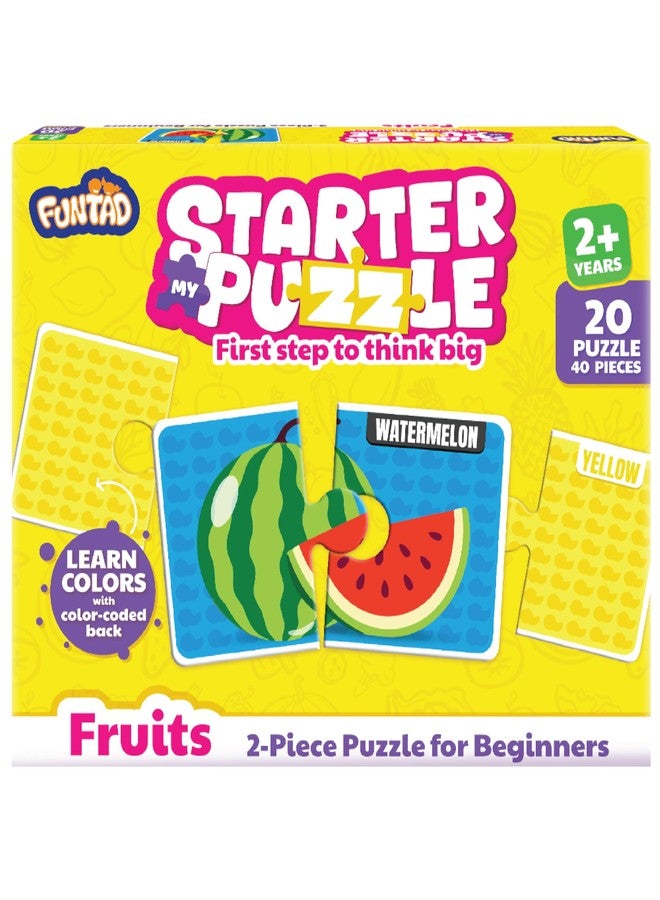 Funtad My Starter Jigsaw Puzzle - Fruits & Colors| 2-Piece Puzzle for Kids Age 2,3,& 4 yrs| Montessori Educational Toy Set of 20 Puzzle, 40 Big Pieces| Return & Birthday Gift for Boys & Girls - Image 1